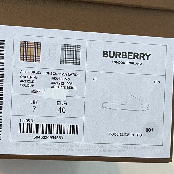 Burberry Woman\'s Furley Rubber Slide Sandal Shoes, Multiple Size eu 40 main image 7